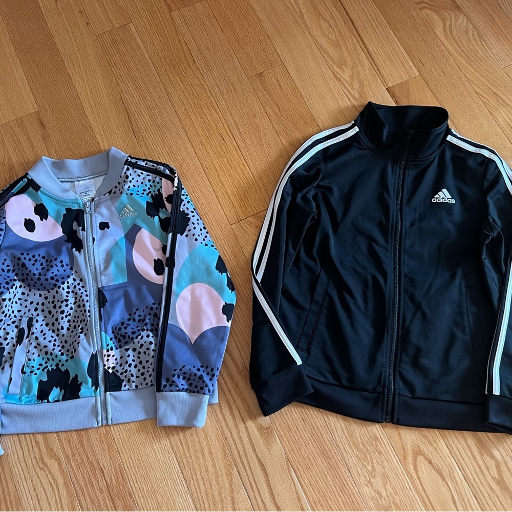 Adidas Black Jacket and Vibrant Patterned Jacket Size 10/12